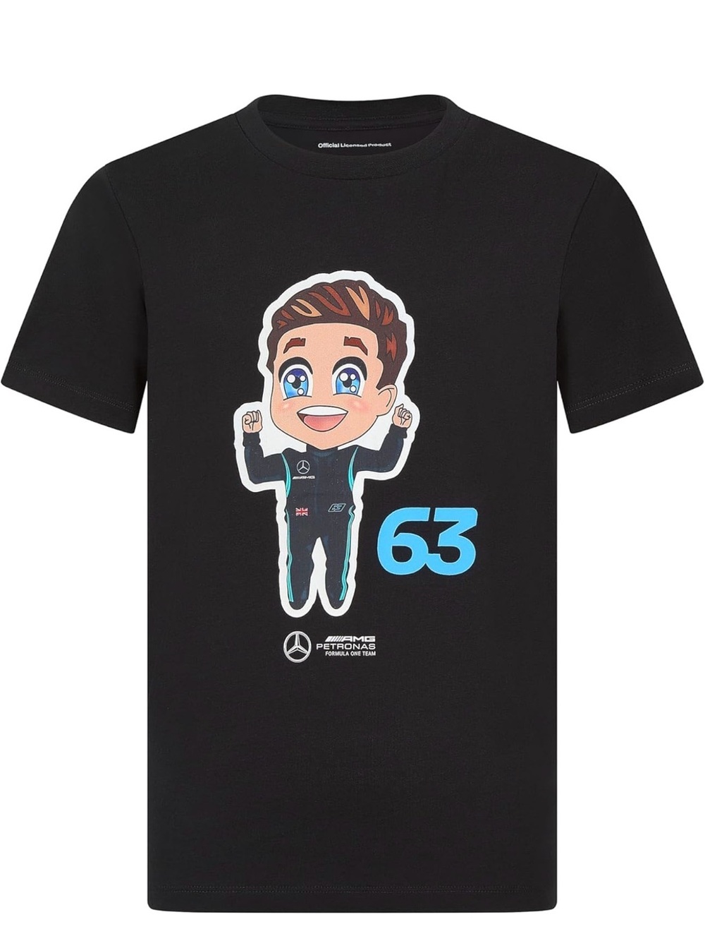 Formula 1 Mercedes AMG Petronas Kids Black Tee with Blue '63' and George Russell